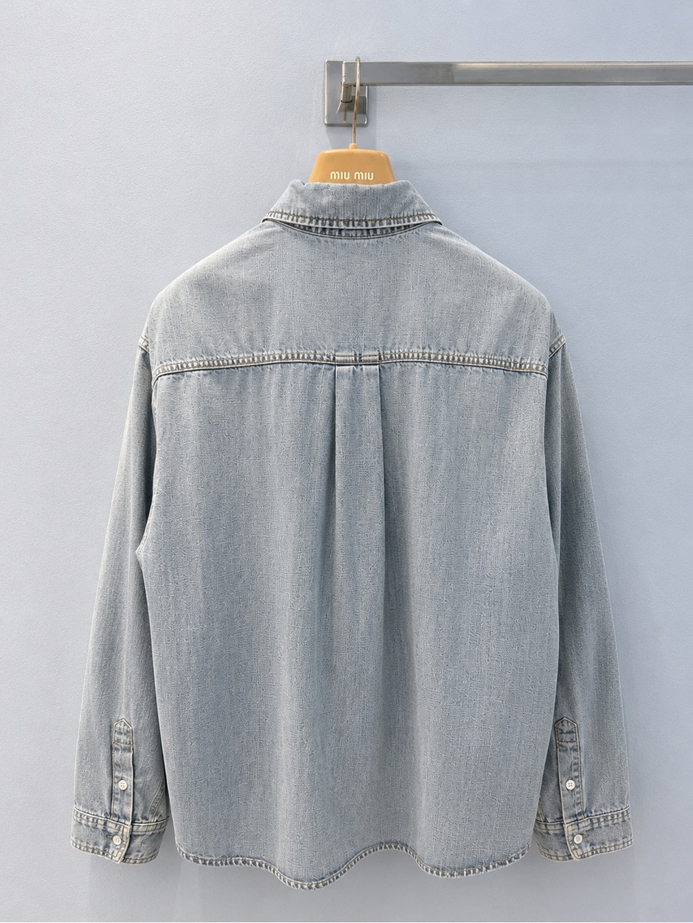 Miu Miu Light Blue Washed Denim Button-Down Shirt - Picture 2 of 3